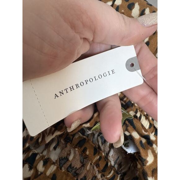 Anthropologie Celandine Brown Motif Tiered Ruffle Shorts M Cotton NWT - Picture 5 of 7